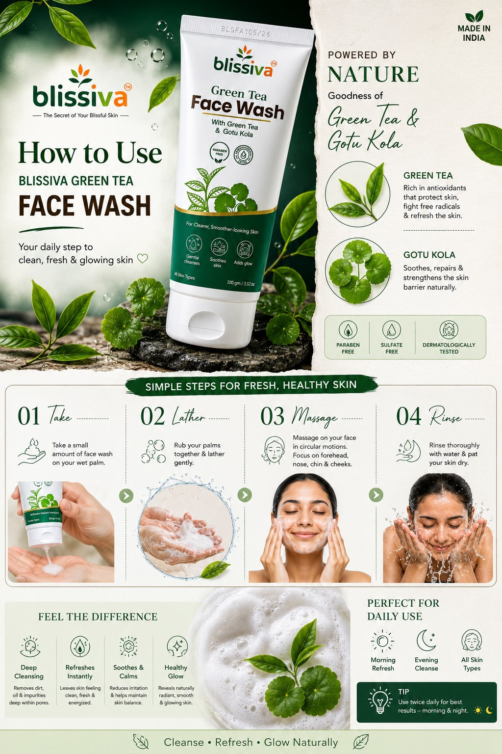 blissiva Green Tea Face Wash