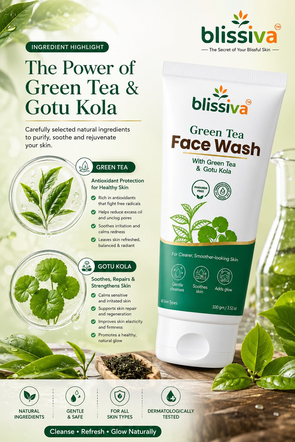 blissiva Green Tea Face Wash